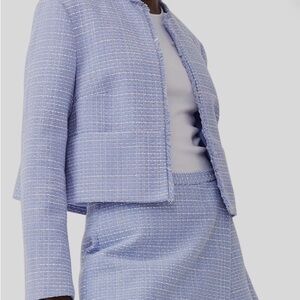 French Connection Women's Blue Effie Boucle Open-Front Tweed Jacket